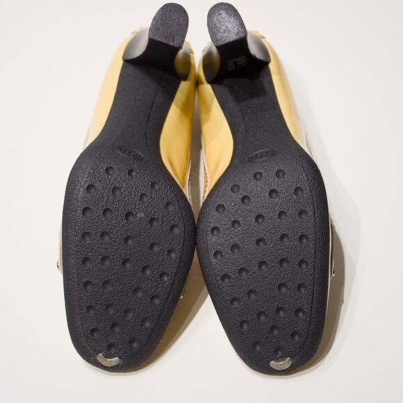 Tod’s Made in Italy Light Yellow Beige Patent Leather Heels Women Size 8 - Picture 12 of 16